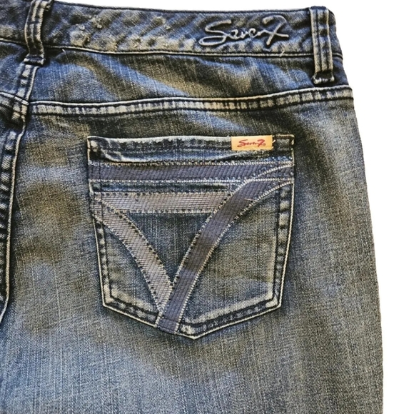 Seven7 Womens Jeans Blue Strecth Denim Plus 20 Luxe Distressed Wide Boot Leg - Picture 3 of 13